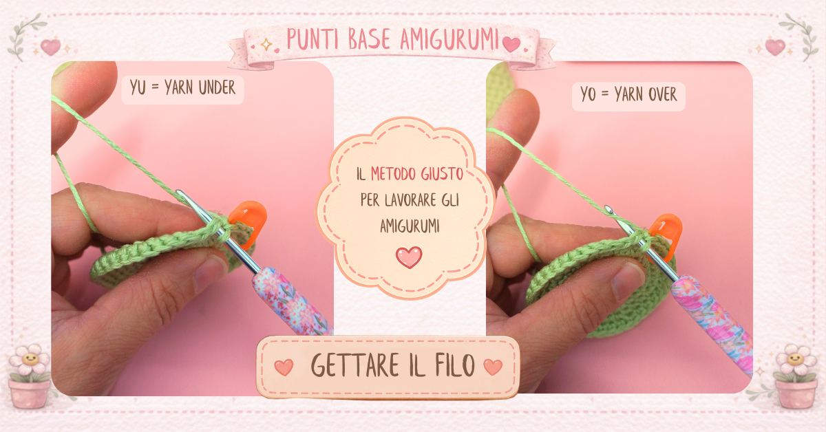 Yarn Over e Yarn Under all’Uncinetto: differenze, tecnica e quale usare negli amigurumi 2 La differenza tra yarn over e yarn under